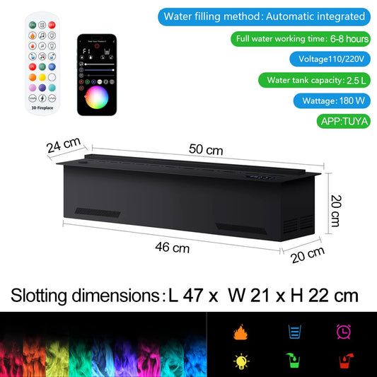 Aflveyor 3D Atomized Water Vapor Smart Electric Fireplace Decor