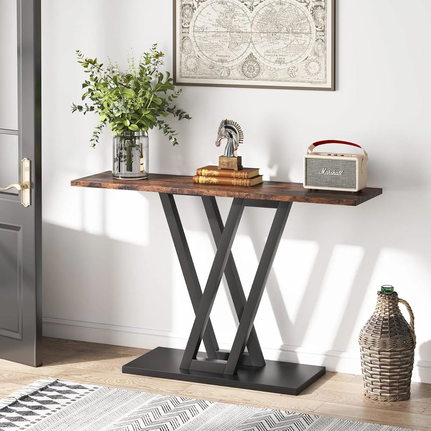 Little Tree Console Table Industrial Hallway Sofa Table For Entryway