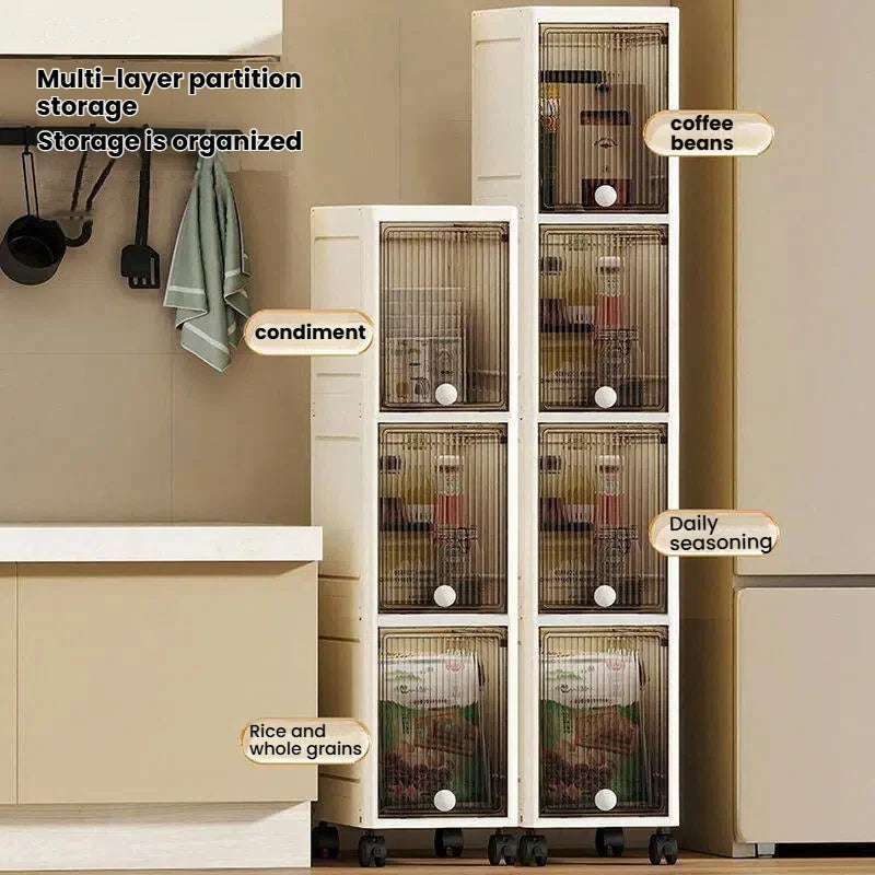 Rotating Flip Lid Narrow Storage Cabinet For Kitchen Bathroom