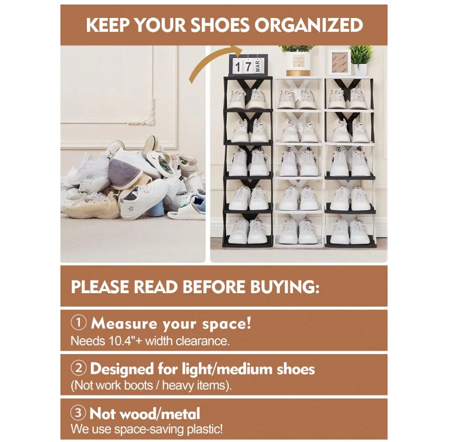 Multi Level Vertical Plastic Shoe Storage Organizer
