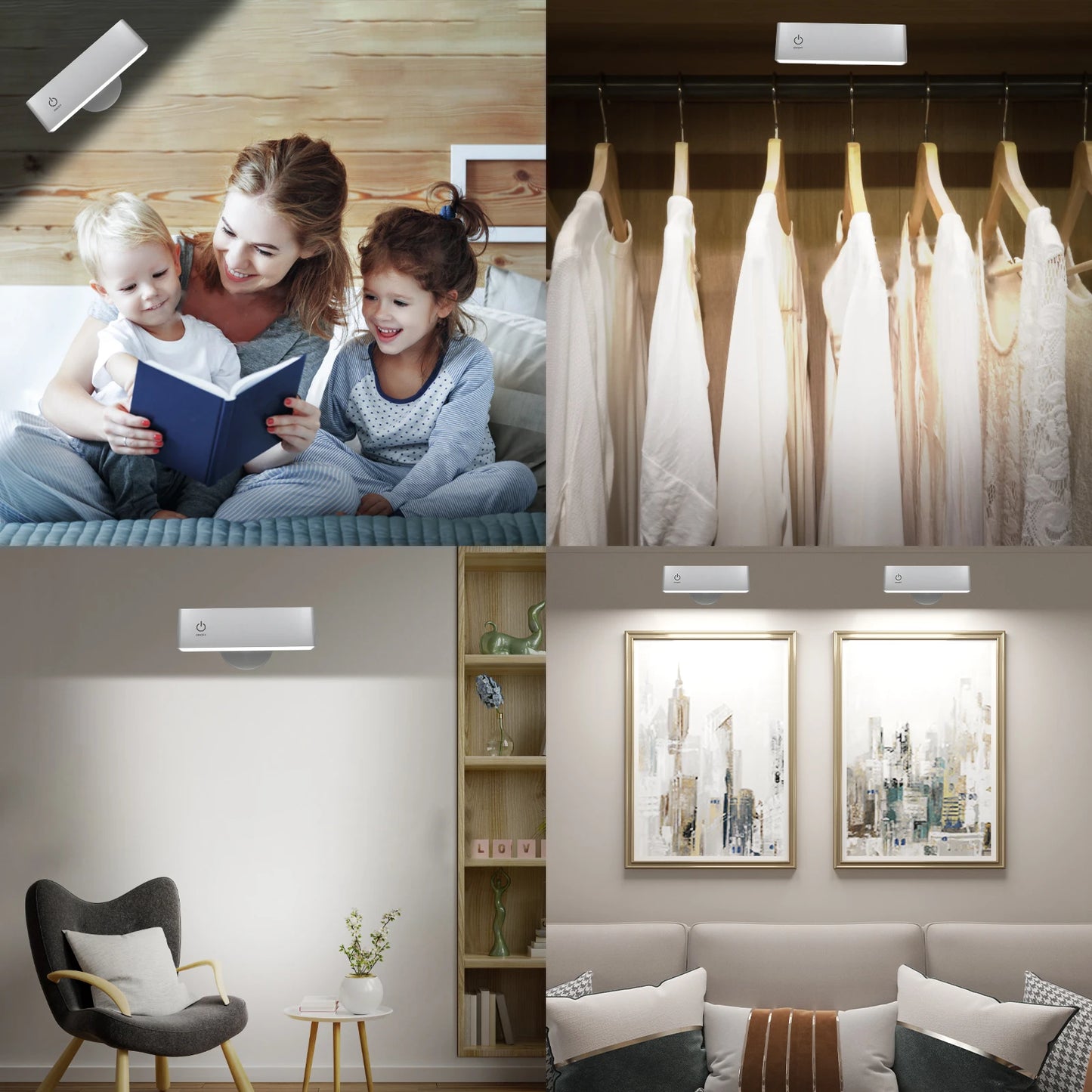 Rechargeable LED Wall Sconce Bedside Lamp USB Charge 360 Rotate