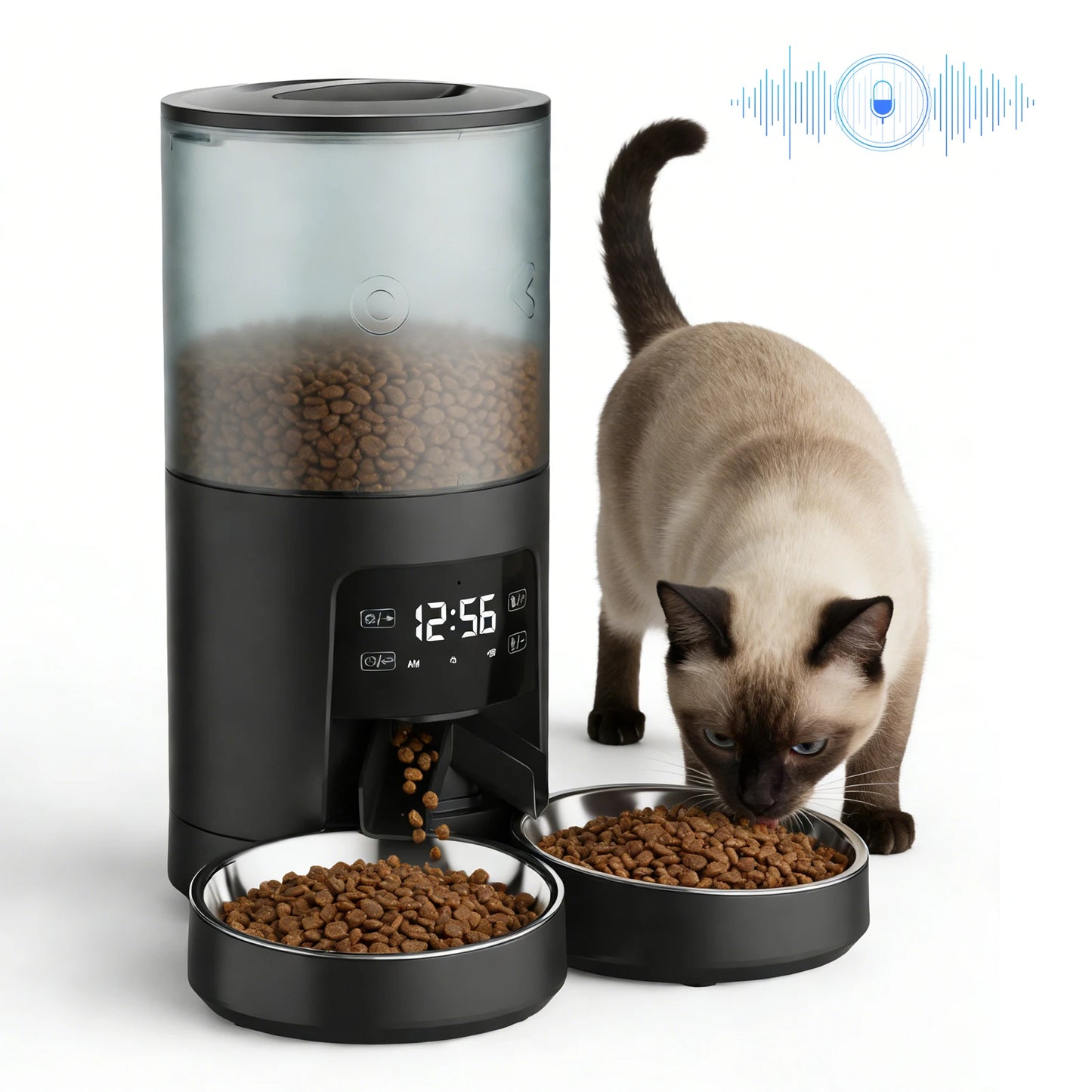 JHK Automatic Cat Feeder With Stainless Bowls Timed Dispenser