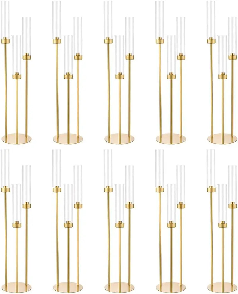 Three Arm Candelabra Taper Candle Holder Centerpiece