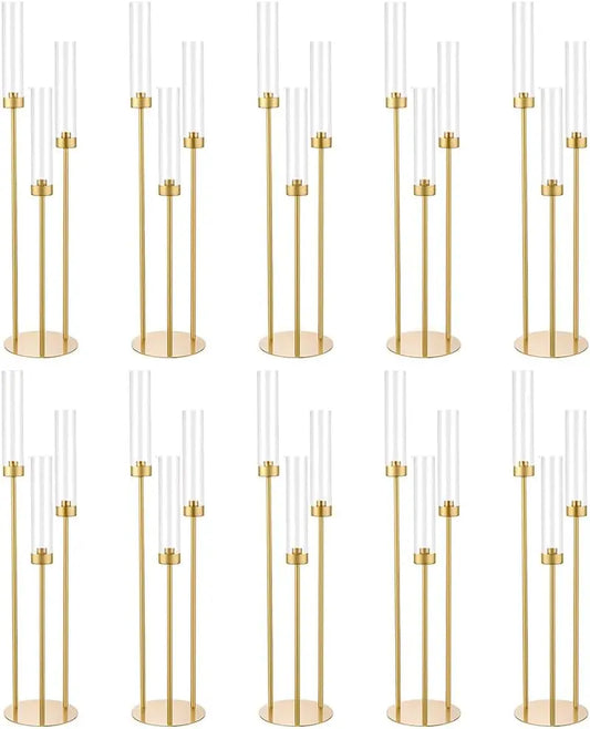 Three Arm Candelabra Taper Candle Holder Centerpiece