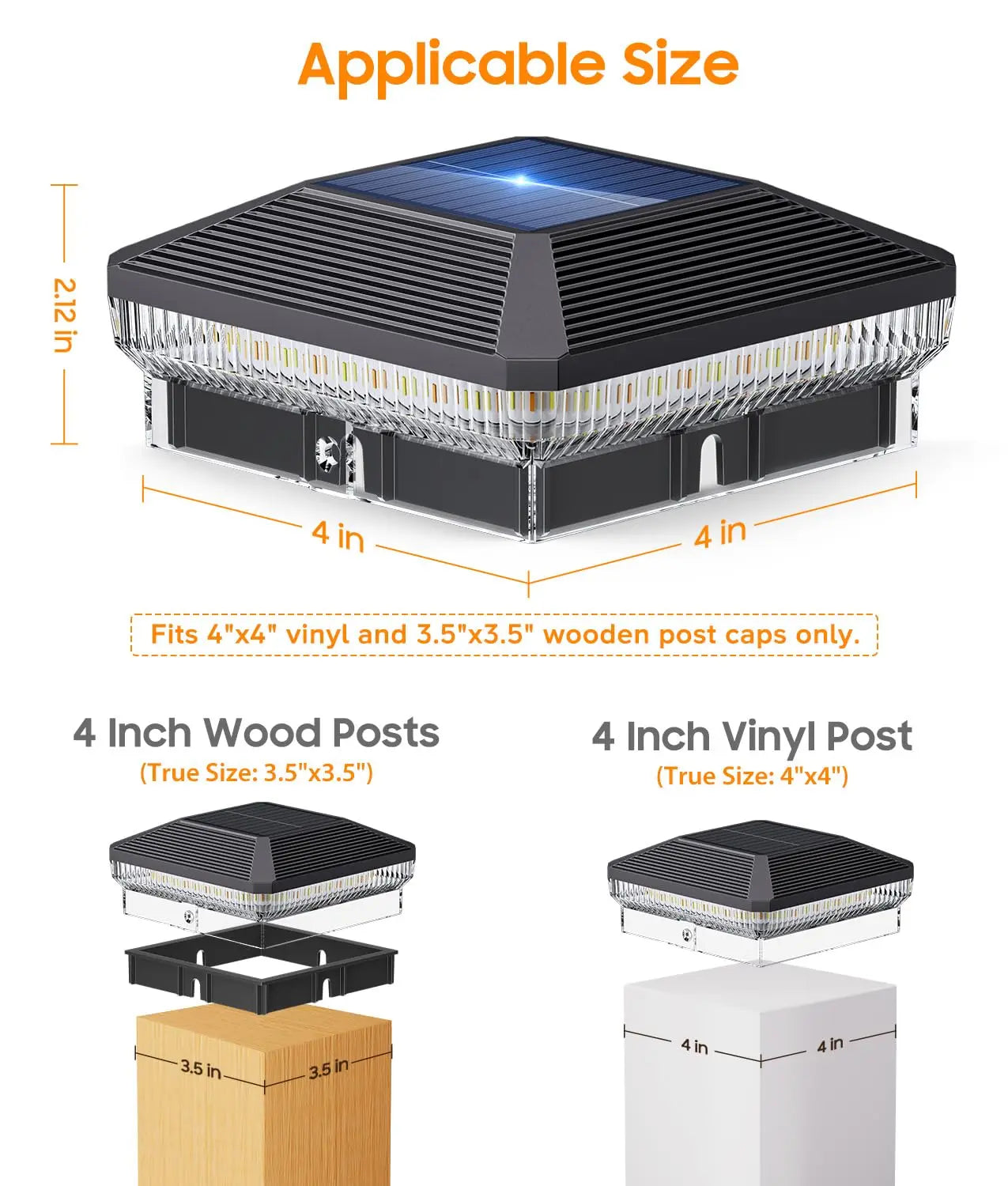 Kpstek Solar Post Cap Lights Outdoor Waterproof Led Fence Lighting
