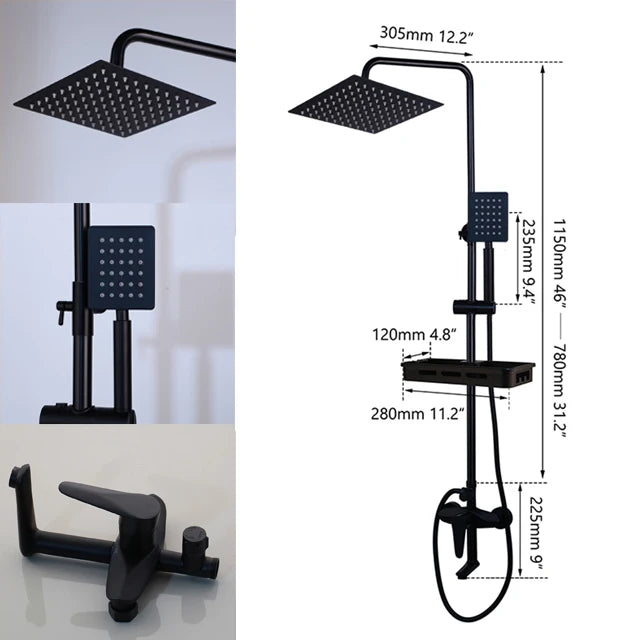 Kemaidi Rainfall Shower Faucet Single Lever Bathtub Mixer With Shelf
