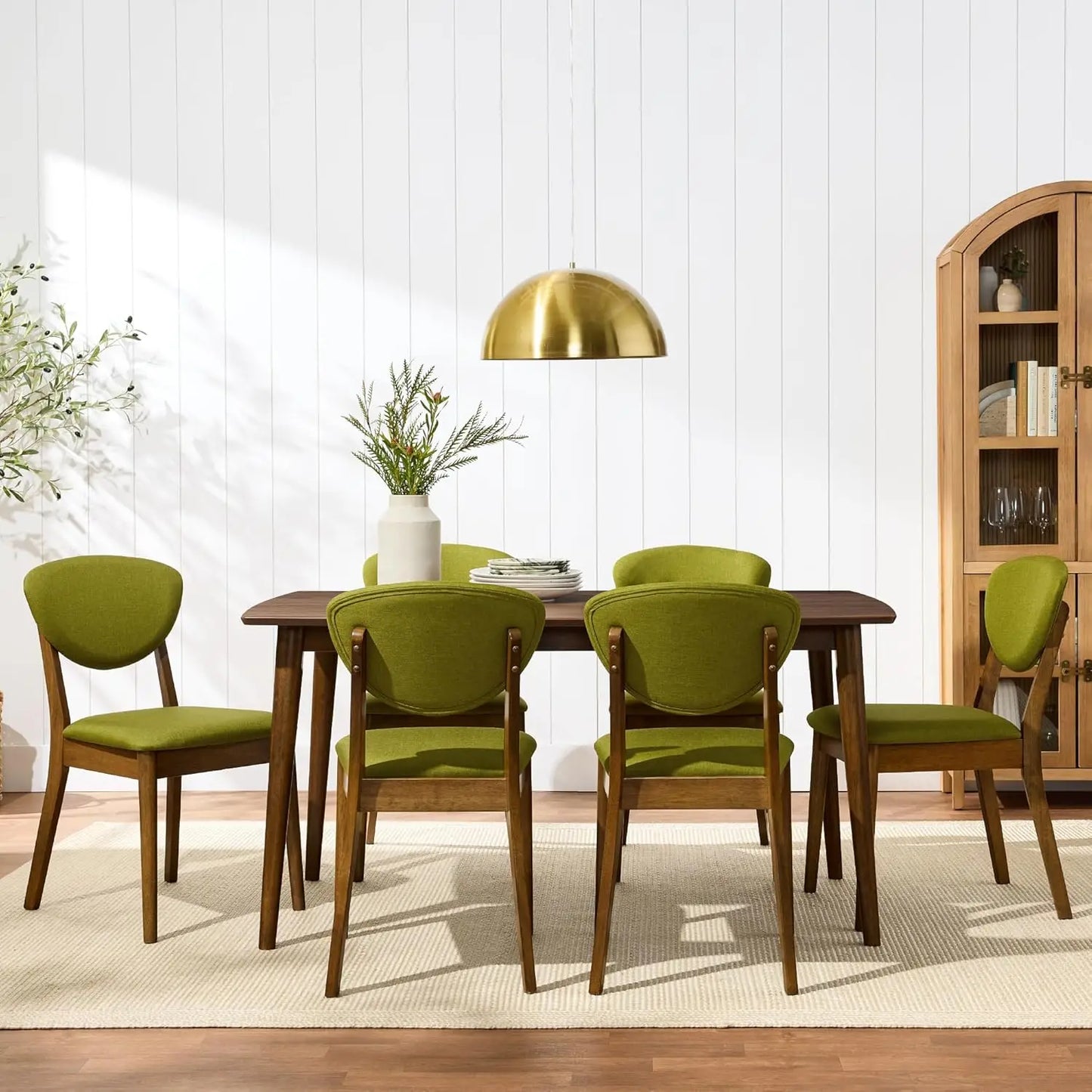 Mid Century Dining Chairs Set of 2 Upholstered Wood