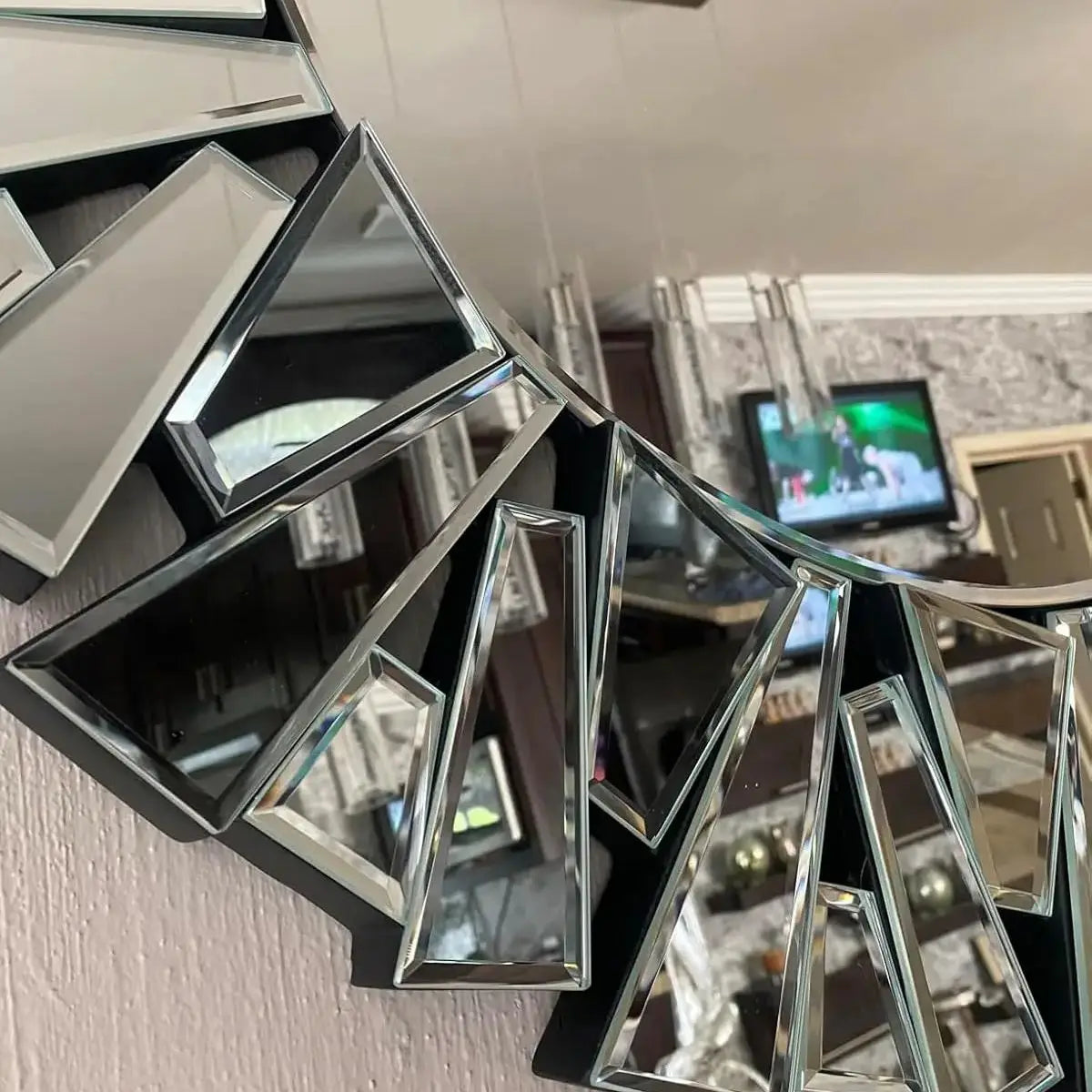 Unique Sunburst Decorative Wall Mirror With Beveled Glass