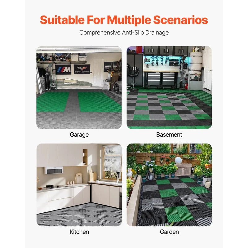 Interlocking Drainage Mat 50 Piece Non Slip PP Floor Tiles For Garage