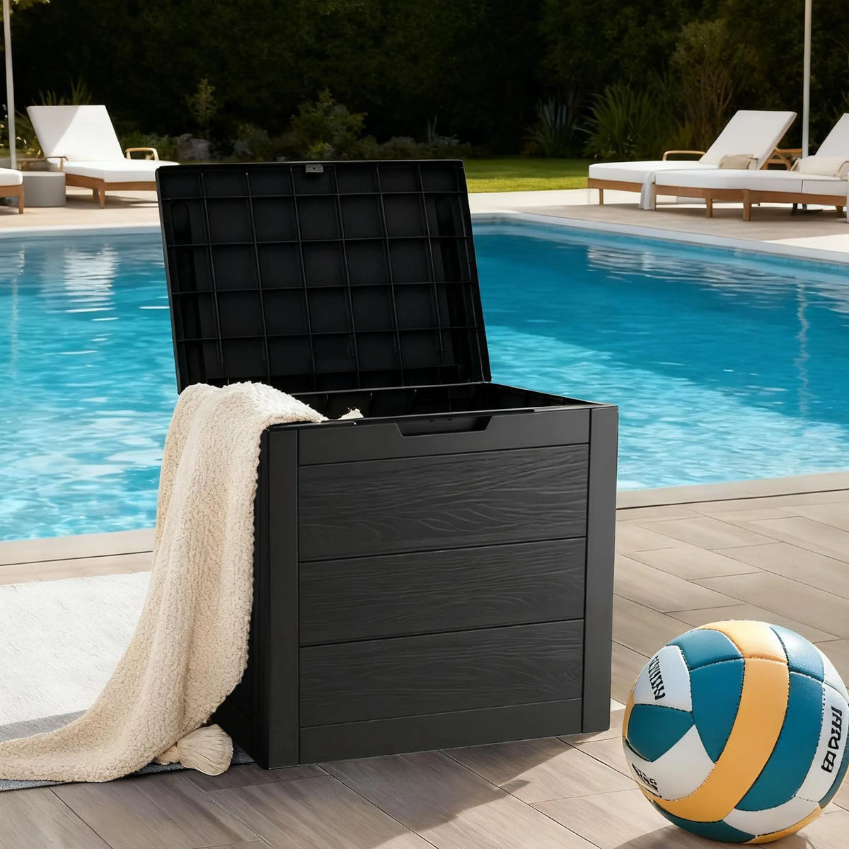 SARENZOON Outdoor Deck Storage Box With Lockable Lid