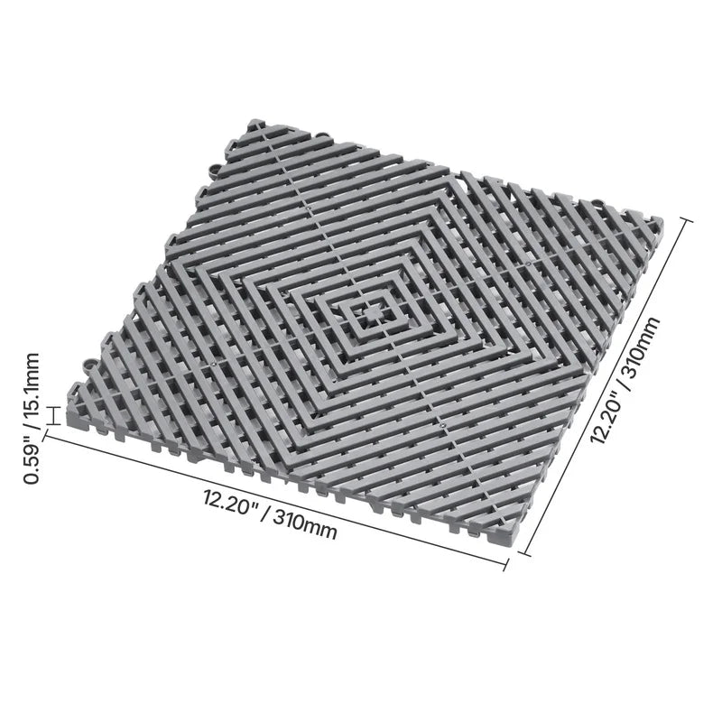 Interlocking Drainage Mat 50 Piece Non Slip PP Floor Tiles For Garage