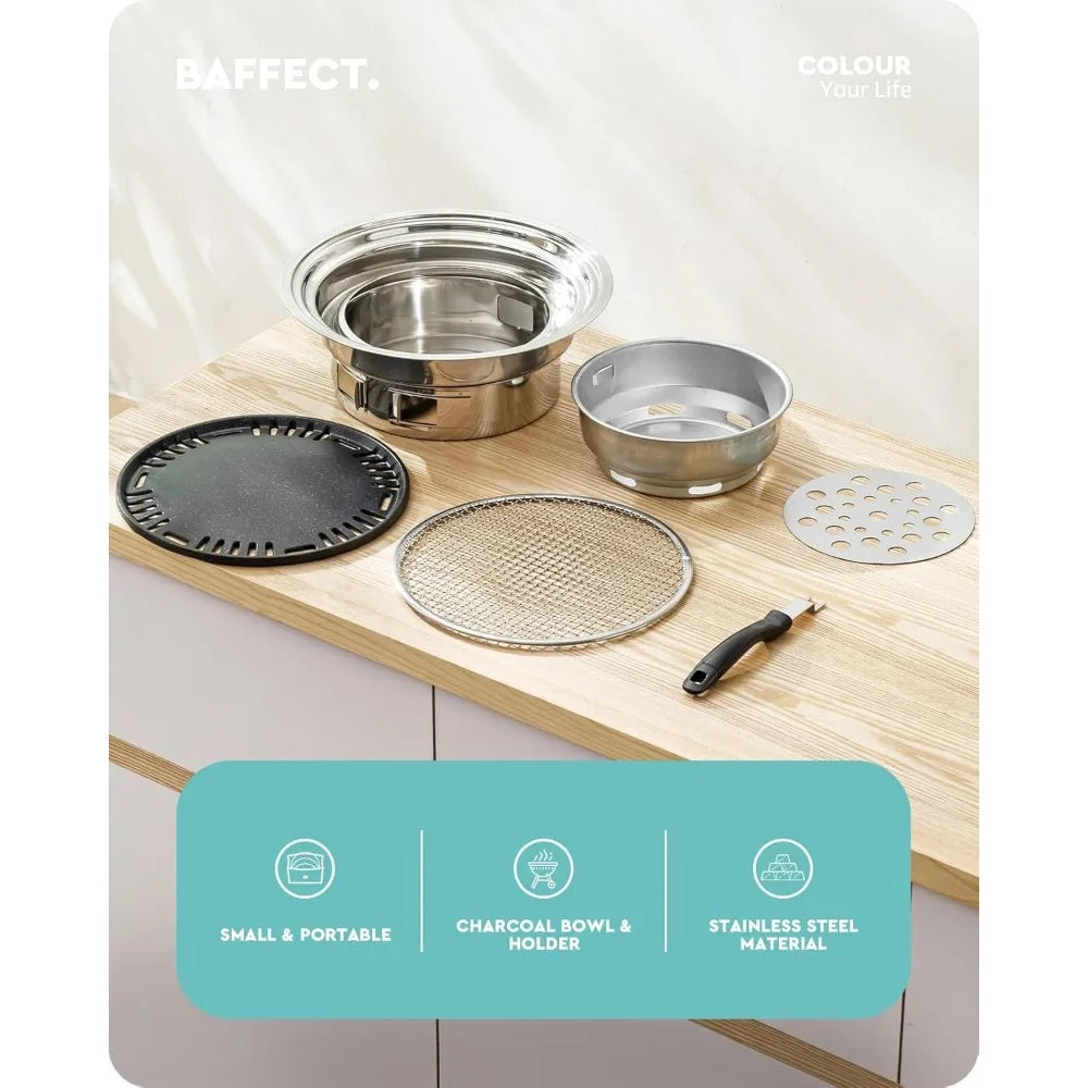 NBVCX Nonstick Stainless Steel Portable Korean BBQ Grill