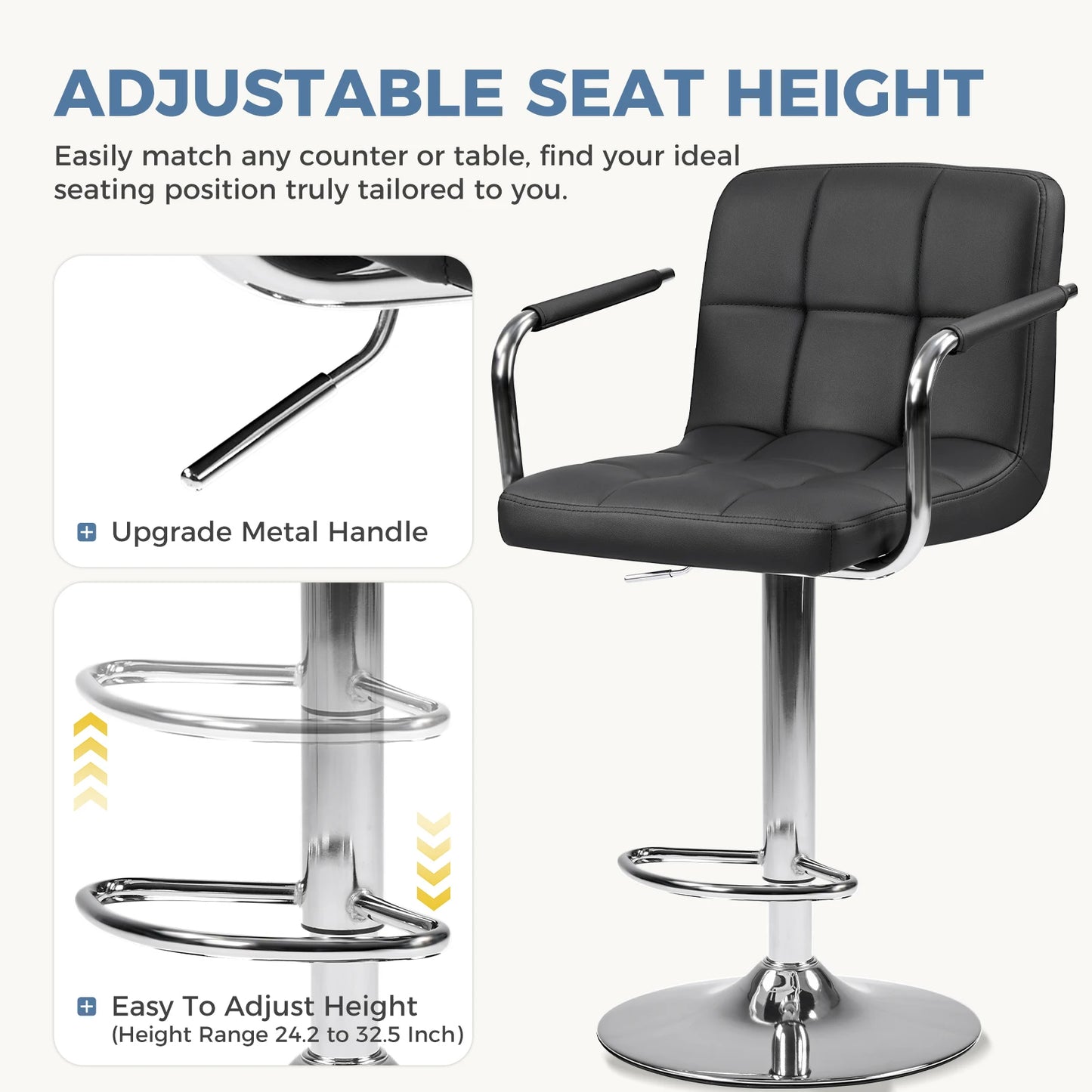 JHK Ergonomic PU Leather Armrests Office Chair With Adjustable Height