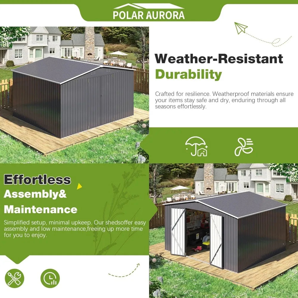 Metal Outdoor Storage Shed With Reinforced Frame For Backyard Waterproof