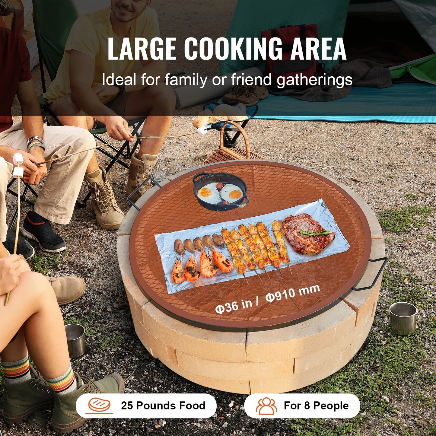 VEVOR X Marks Fire Pit Grill Grate Round Cooking Grid