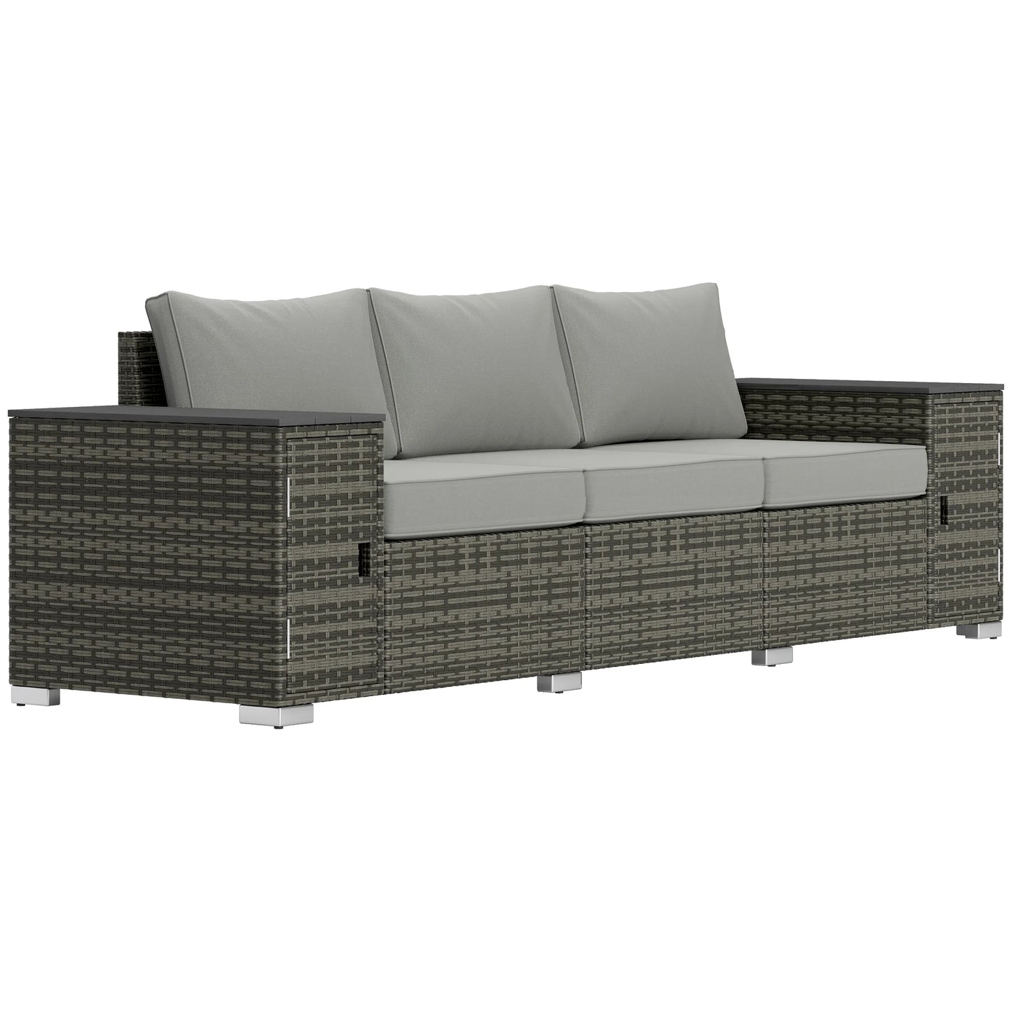 Wicker Outdoor Couch With Storage 3 Seater Patio Sofa