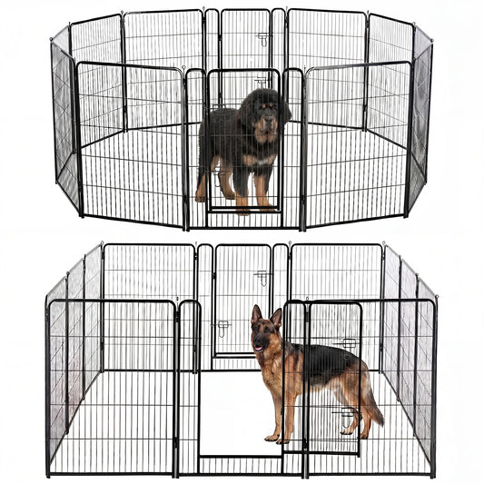 JHK Metal 12 Panel Dog Playpen Fence Foldable Indoor Outdoor Use