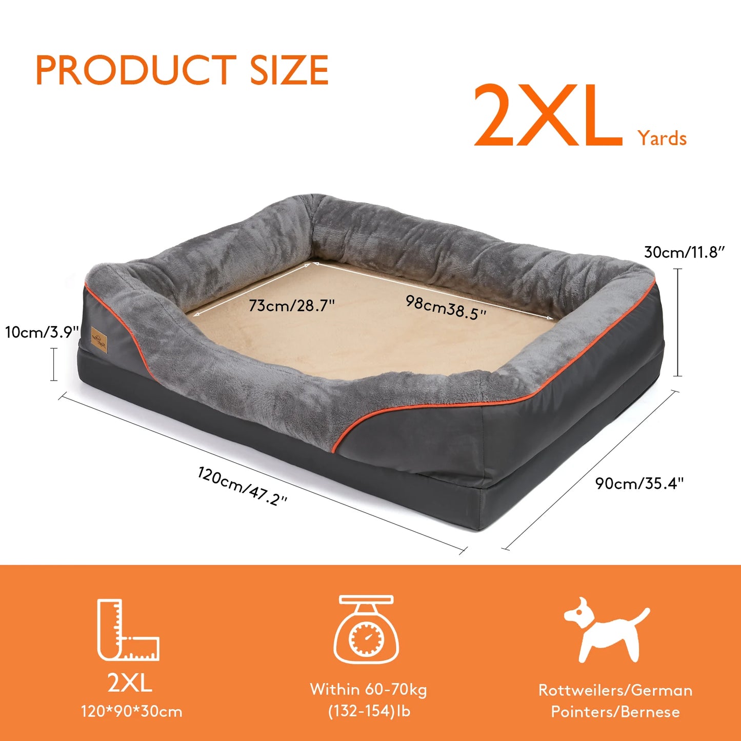 BINGOPAW Hypoallergenic Dog Bed With Removable Washable Cover Waterproof
