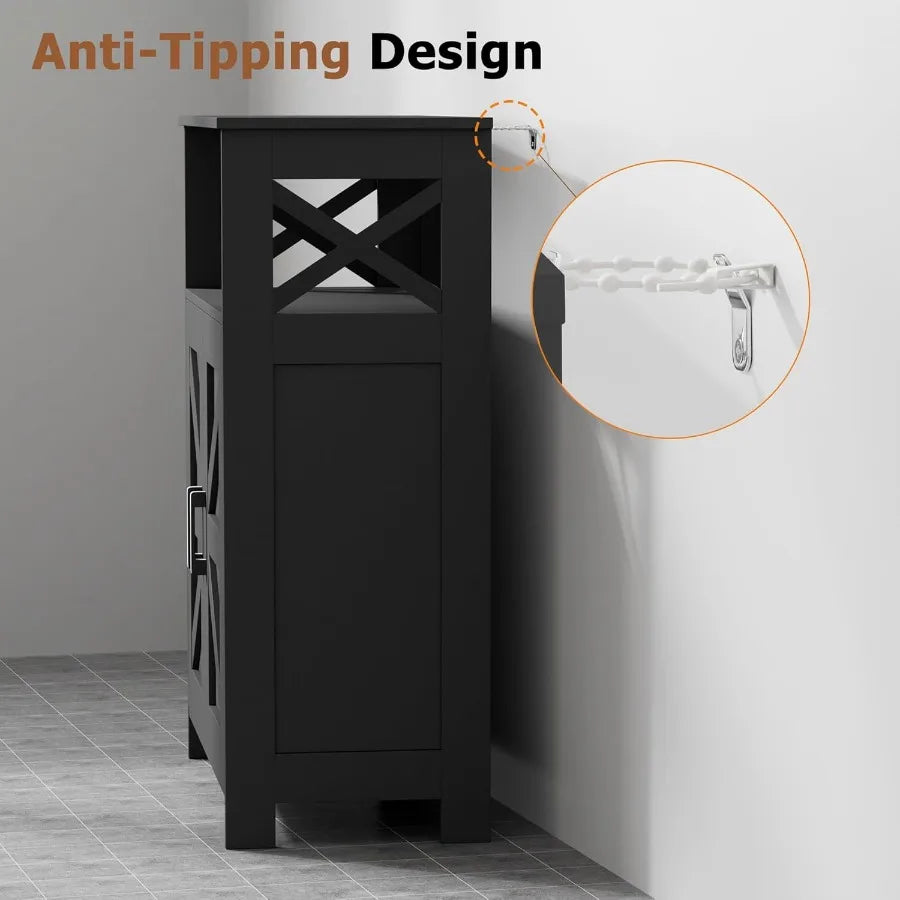XIUWO Bathroom Storage Cabinet With Doors And Adjustable Shelves