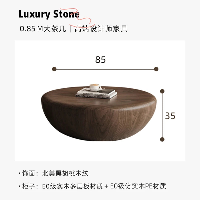 QWC Modern Wabi Sabi Round Coffee Table for Living Room