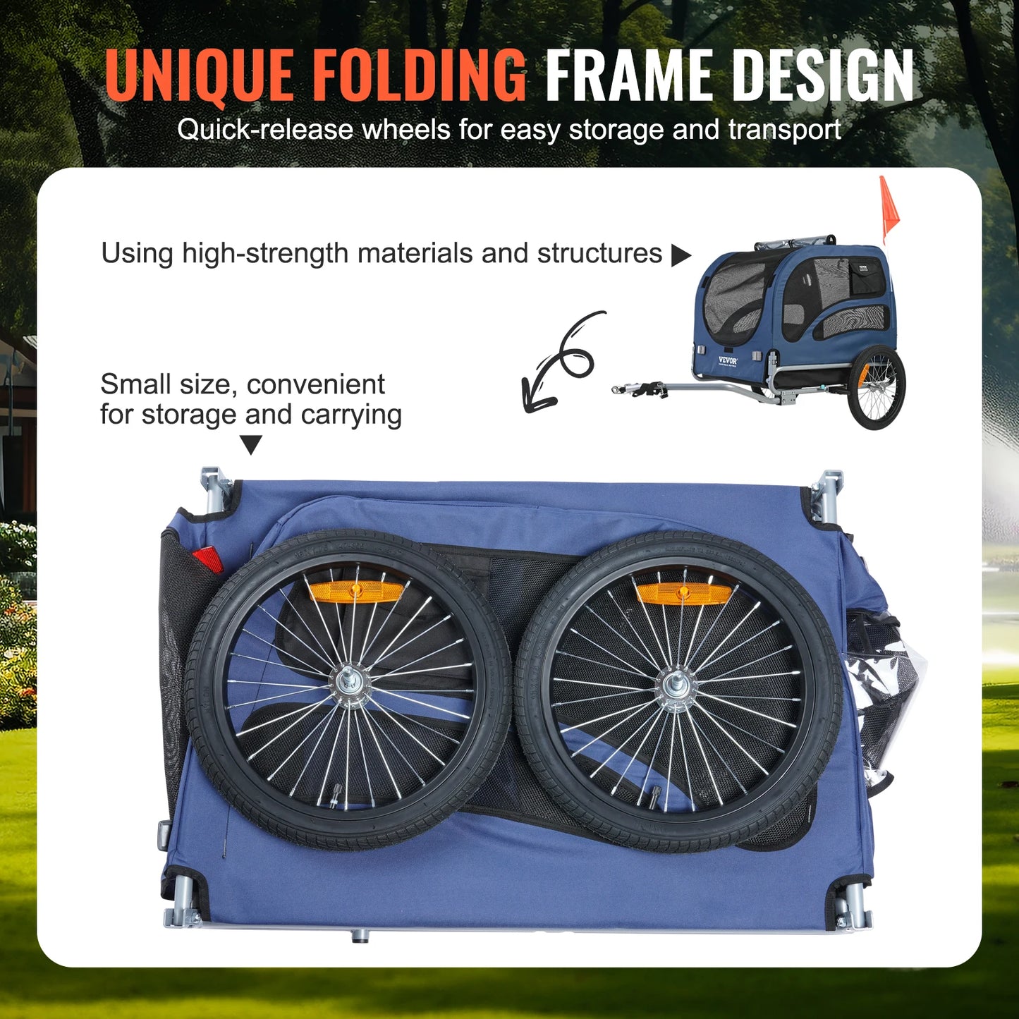 Pet Bicycle Trailer Carrier For Dogs With Collapsible Coupler Reflectors