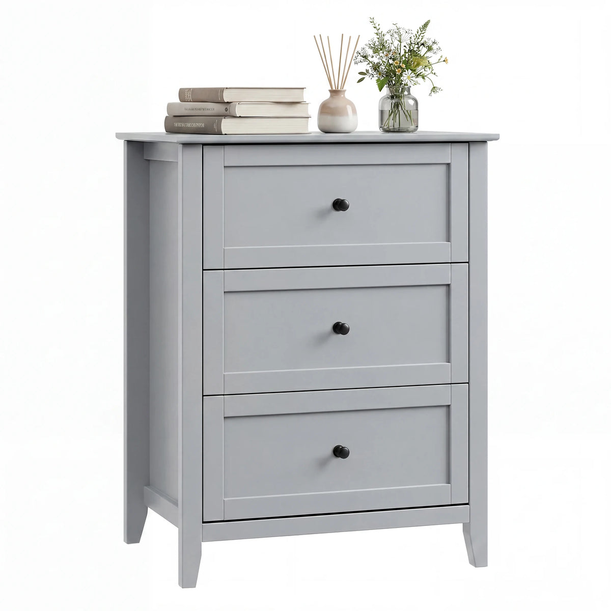 Modern 3 Drawer Bedroom Nightstand Storage Cabinet With Easy Assembly