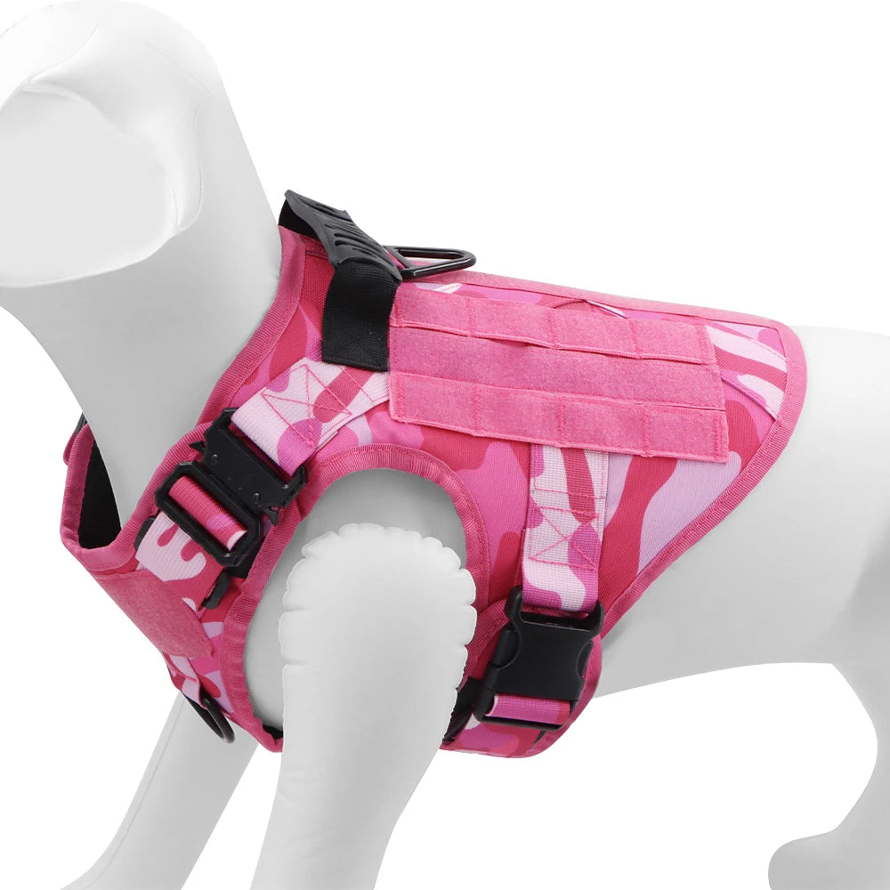 Military Camouflage Dog Harness Nylon Adjustable Vest For Training