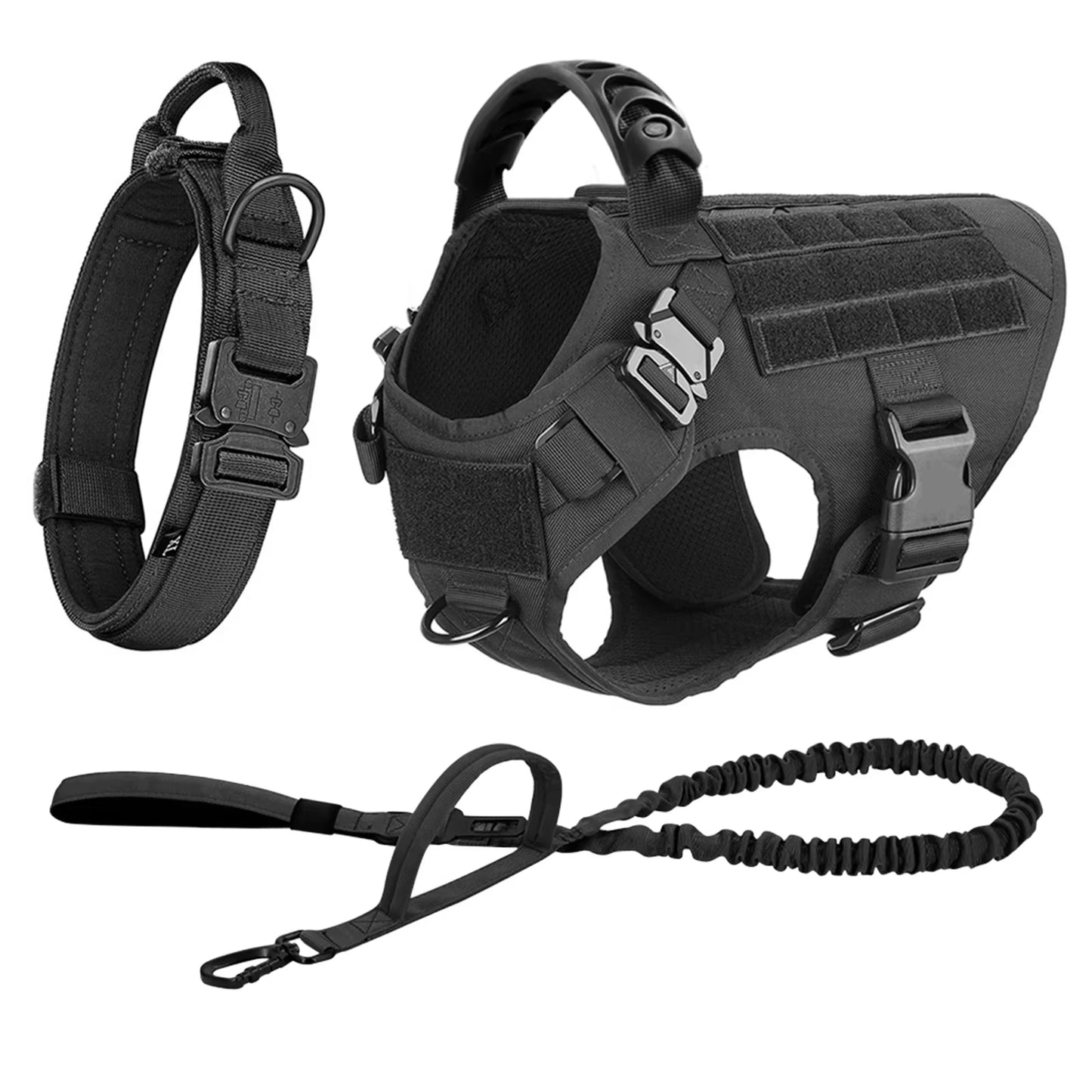Adjustable Tactical Dog Harness And Leash Set For Medium To Large Dogs