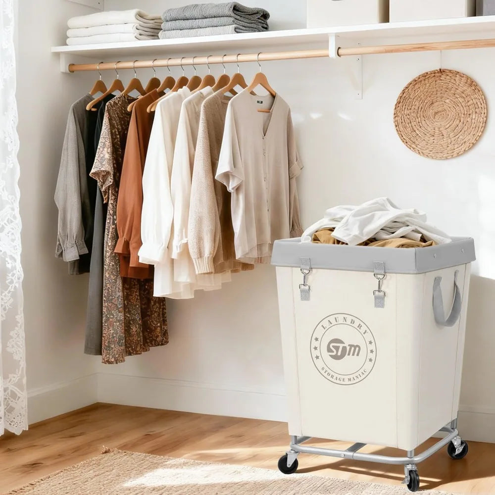 Industrial Laundry Hamper on Heavy Duty Steel Frame with Wheels
