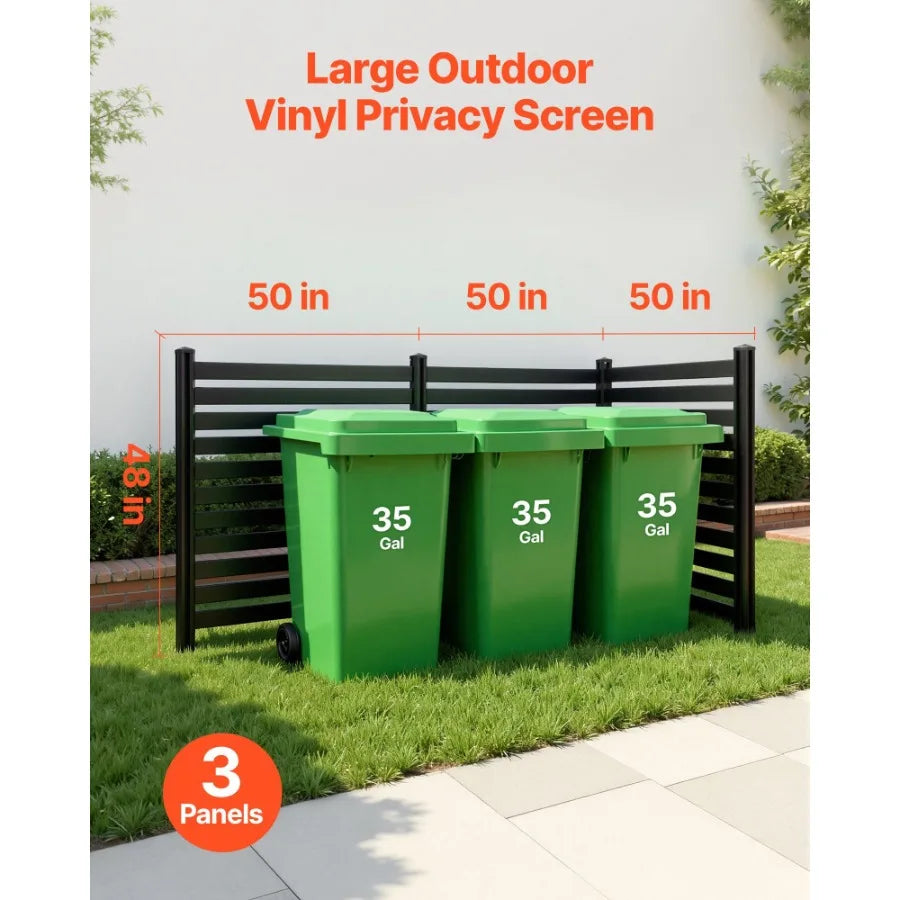 Outdoor Privacy Screen 3 Panel Fence With Stakes