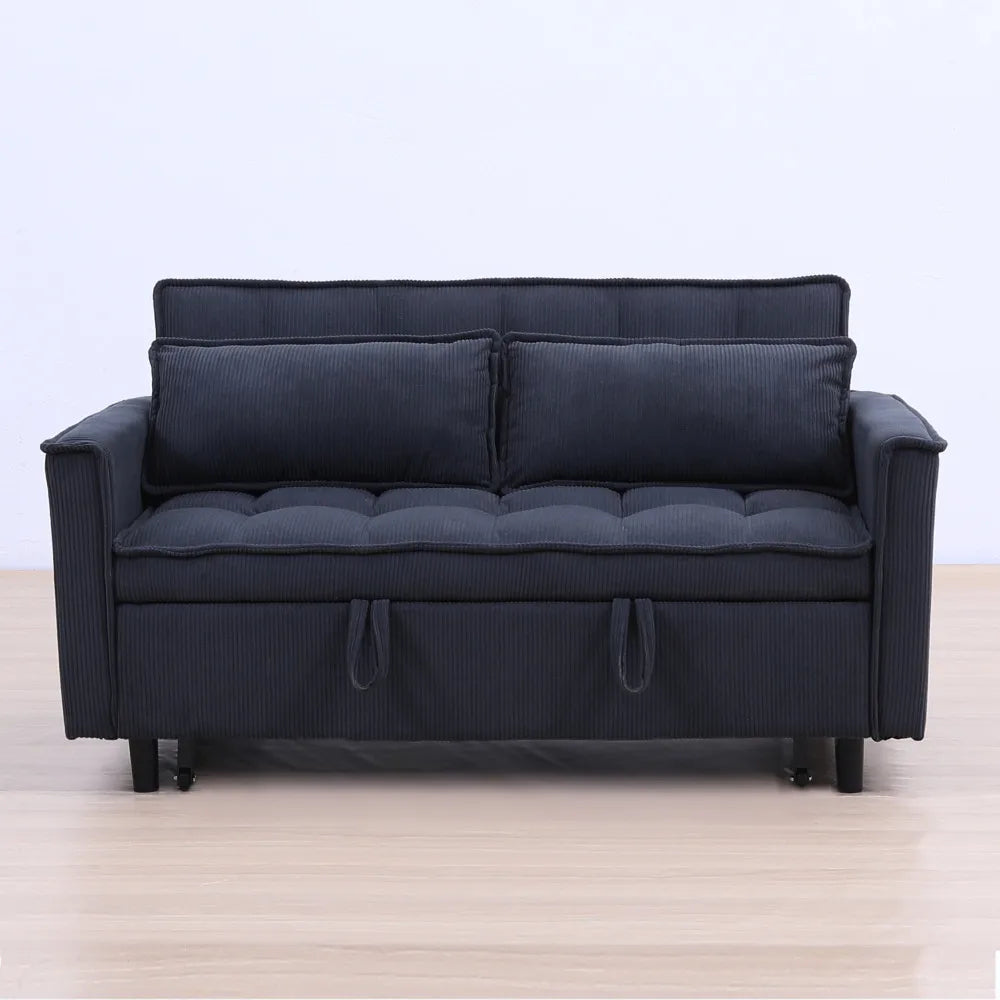 Corduroy Modular Sectional Sleeper Sofa With Pull Out Bed