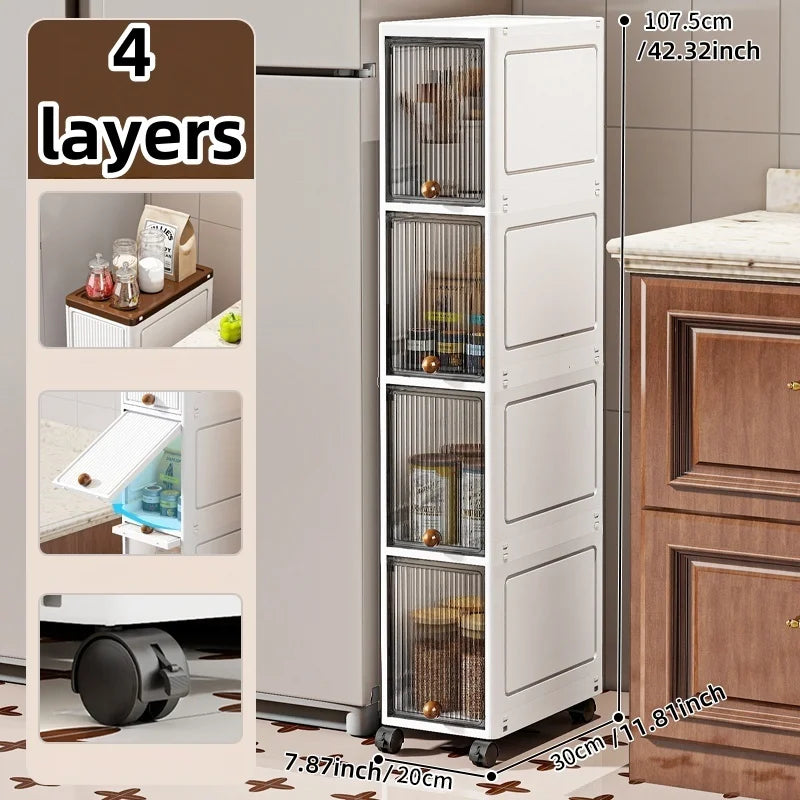 Rotating Flip Lid Narrow Storage Cabinet For Kitchen Bathroom