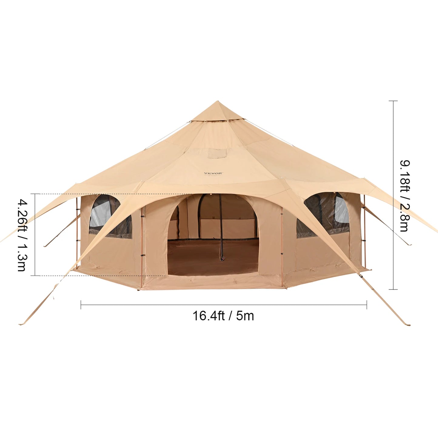 SucceBuy Canvas Bell Tent For Camping With Chimney Vent