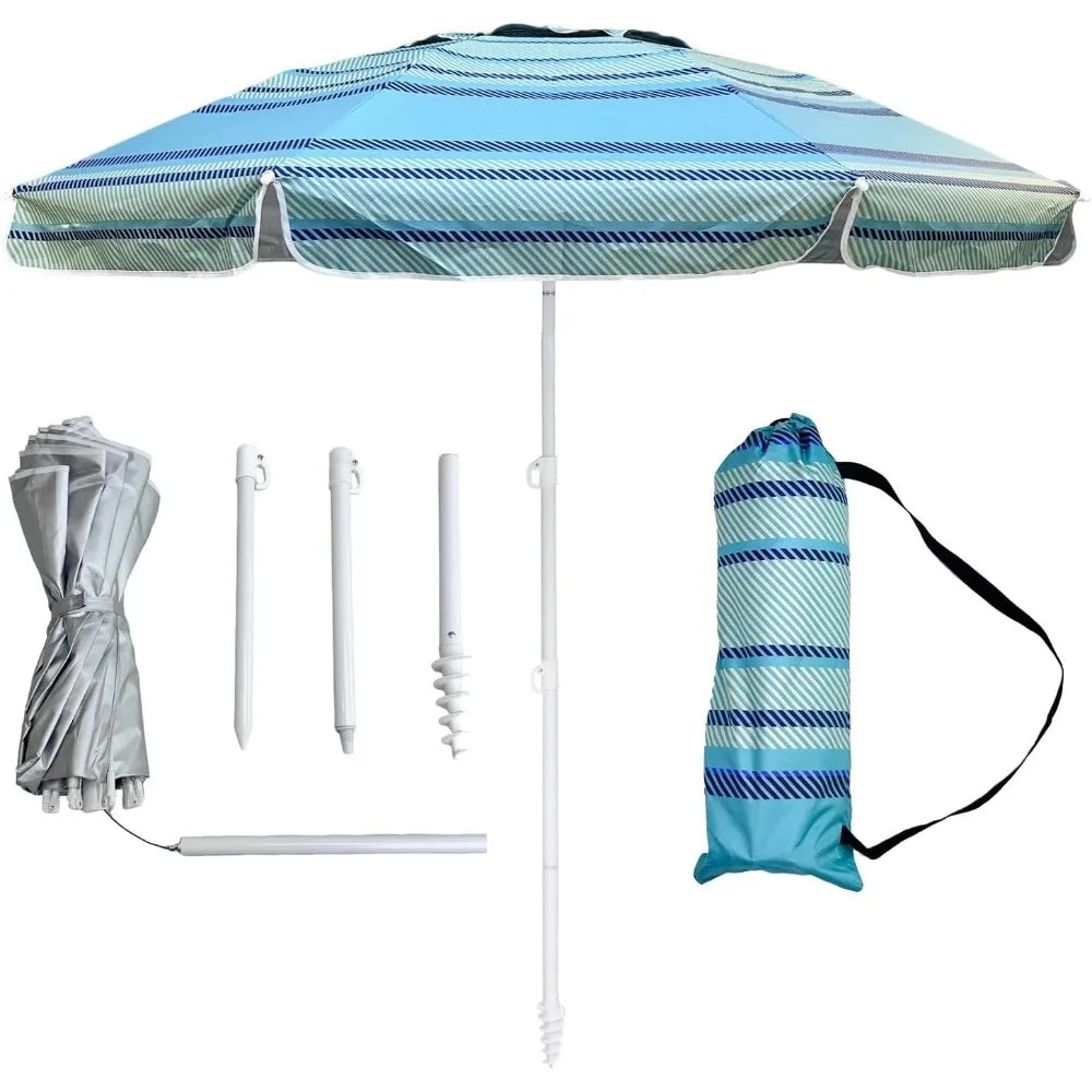 NBVCX Wind Resistant UV50 Beach Umbrella With Sand Anchor