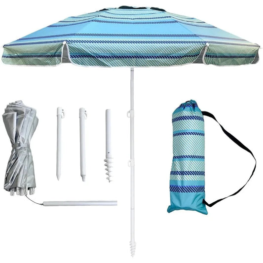 NBVCX Wind Resistant UV50 Beach Umbrella With Sand Anchor