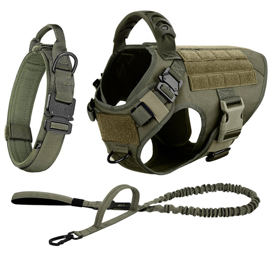 Adjustable Tactical Dog Harness And Leash Set For Medium To Large Dogs