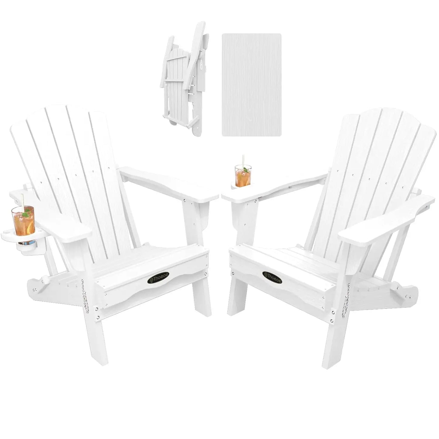 MOYU Folding Adirondack Chairs Cup Holder Set Of 2 Outdoor