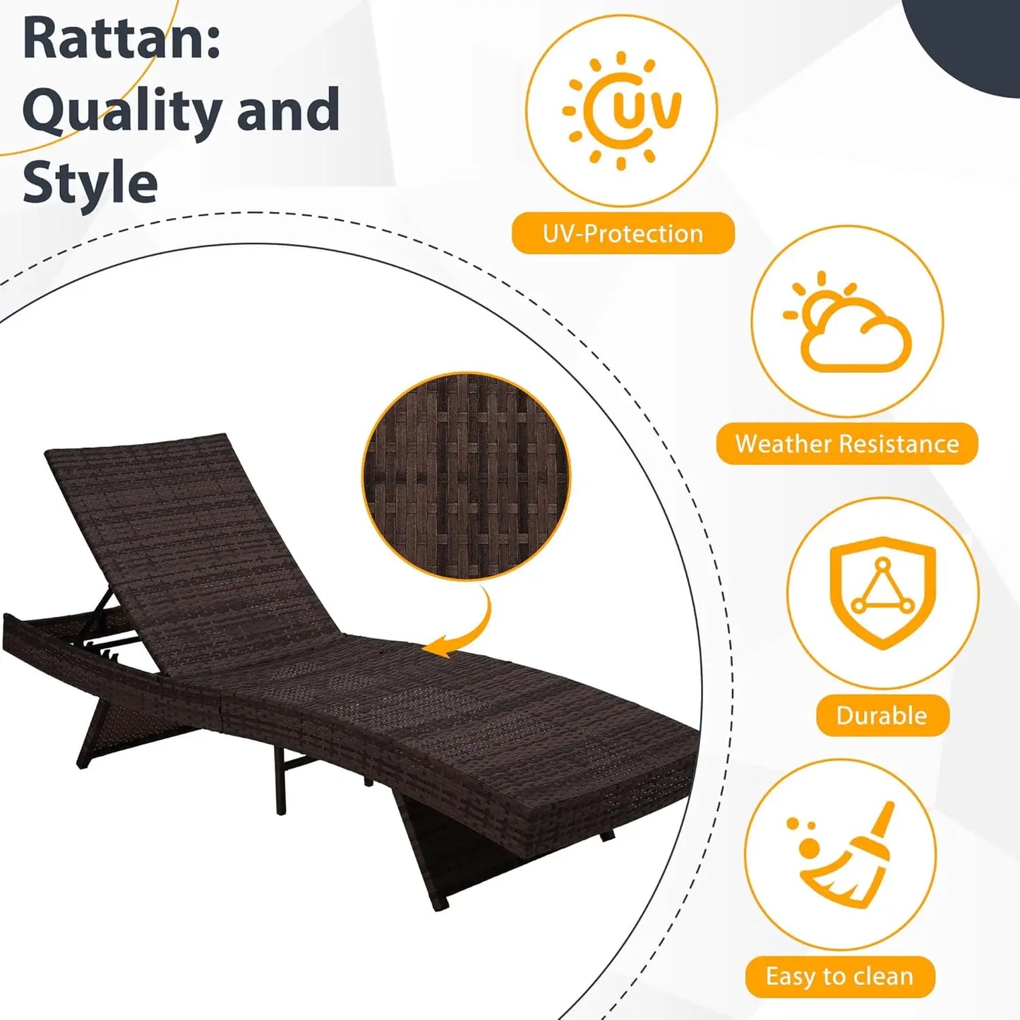 Guohe Outdoor Wicker Adjustable Chaise Lounge Chairs Set 2