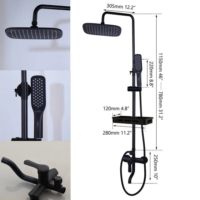 Kemaidi Rainfall Shower Faucet Single Lever Bathtub Mixer With Shelf