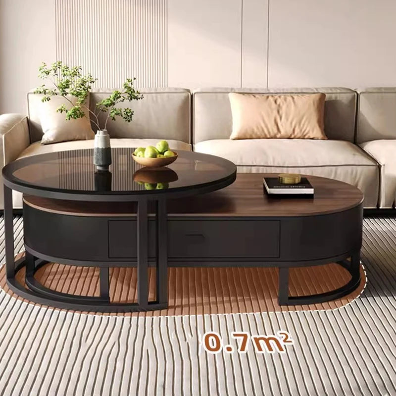 QWC Modern Nordic Wood Coffee Table With Built In Storage