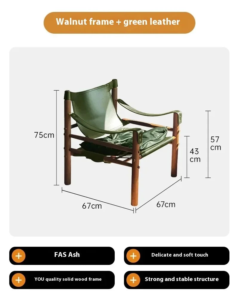 ADDE MID CENTURY SAFARI CHAIR, Art Solid Wood Lounge Chair, Single Designer Vintage Sofa Chair. Home Furniture lounge chair