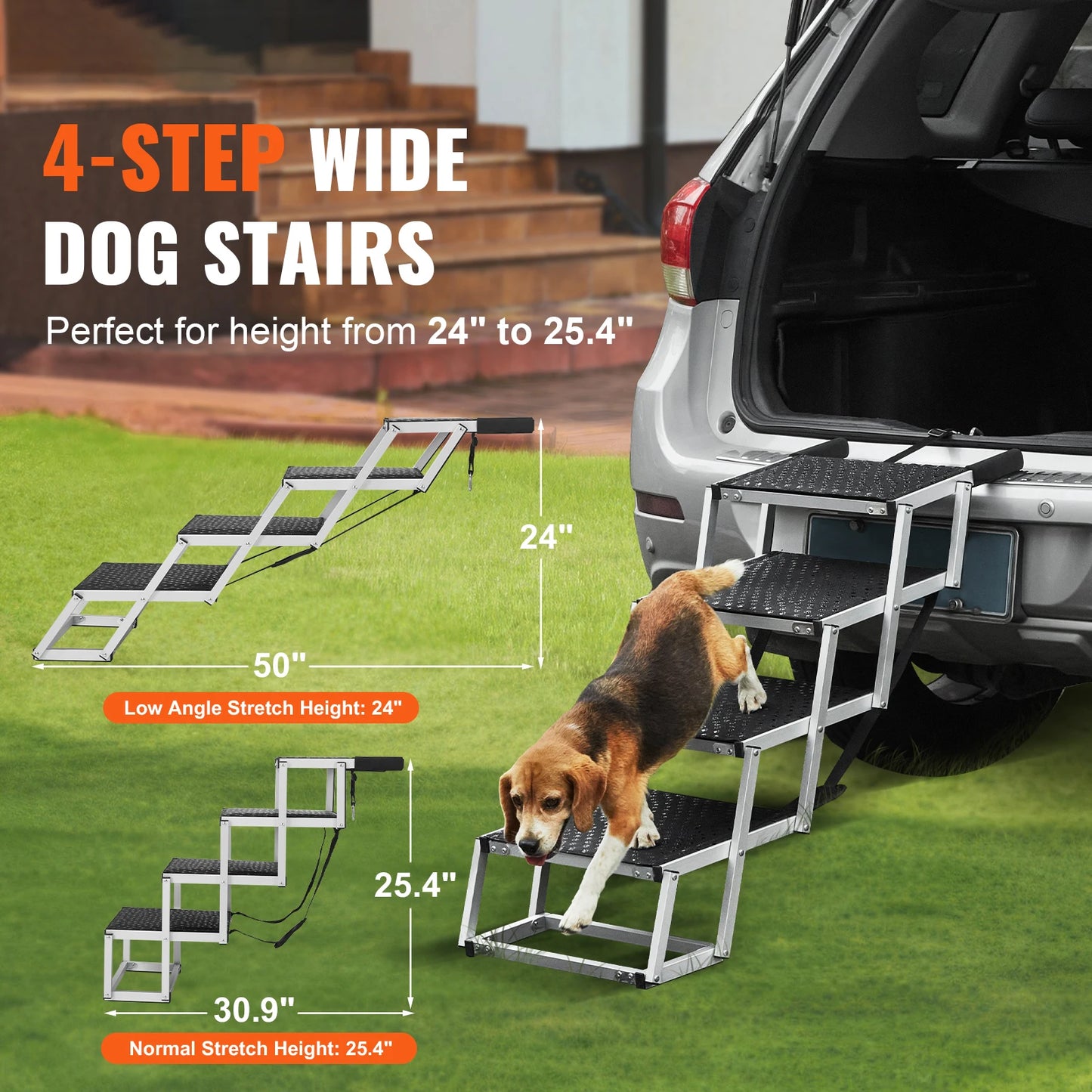 SucceBuy Dog Car Stair Folding Portable Pet Steps Lightweight
