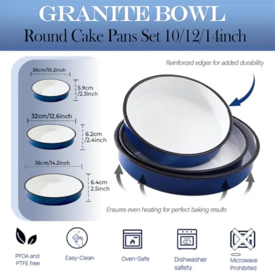 Enamel Roasting And Baking Pan Set Round Cake Pans