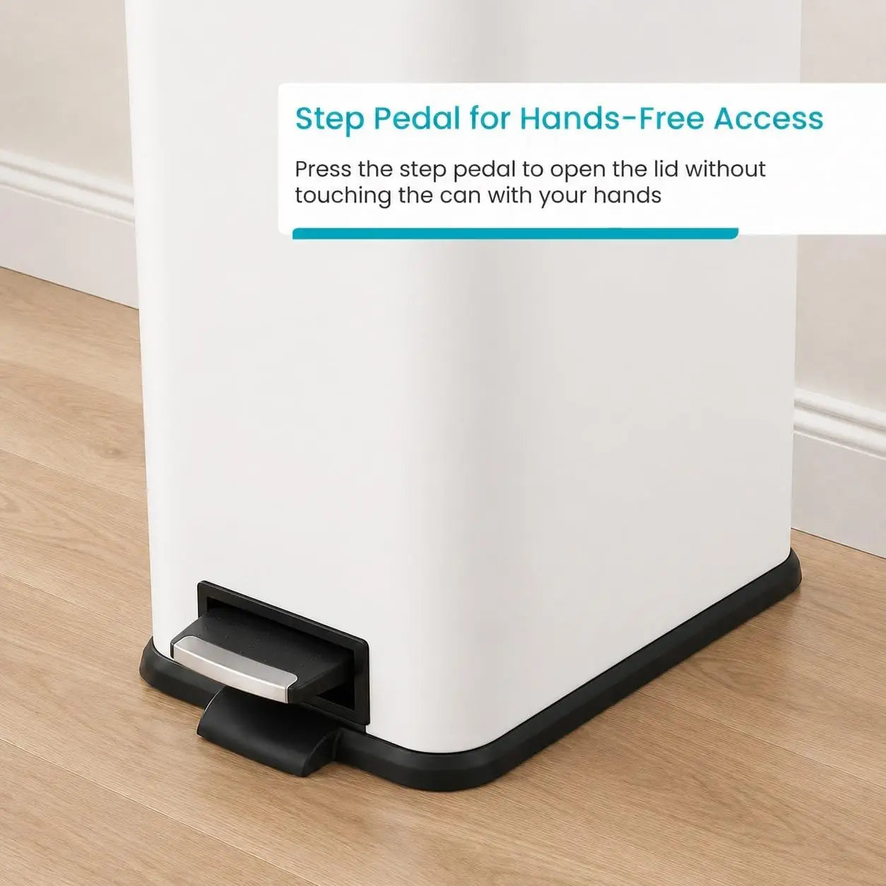 Stainless Steel Kitchen Trash Can With Soft Close Pedal Bag Tuck Band