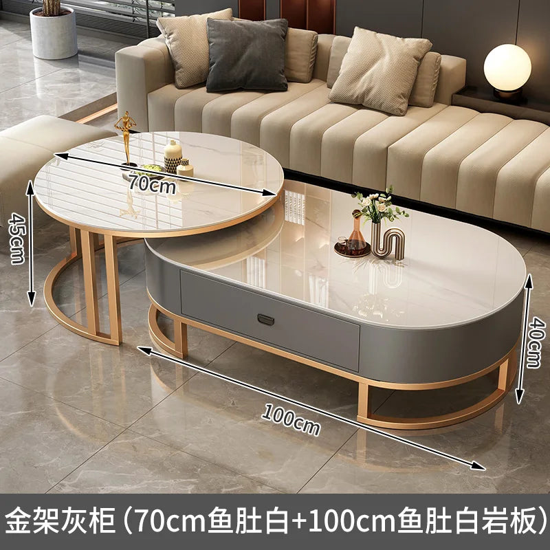 QWC Modern Nordic Wood Coffee Table With Built In Storage