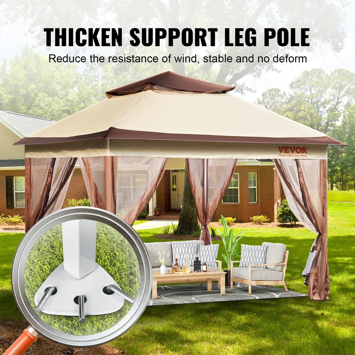 Portable Gazebo Canopy Tent Waterproof Collapsible Market Shelter