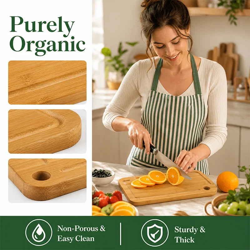 Bamboo Cutting Board With Juice Slot And Non Slip Pads