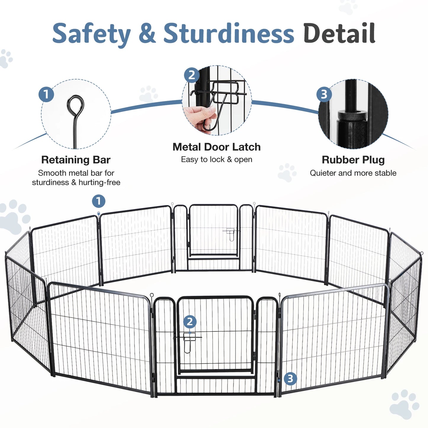 JHK Metal 12 Panel Dog Playpen Fence Foldable Indoor Outdoor Use