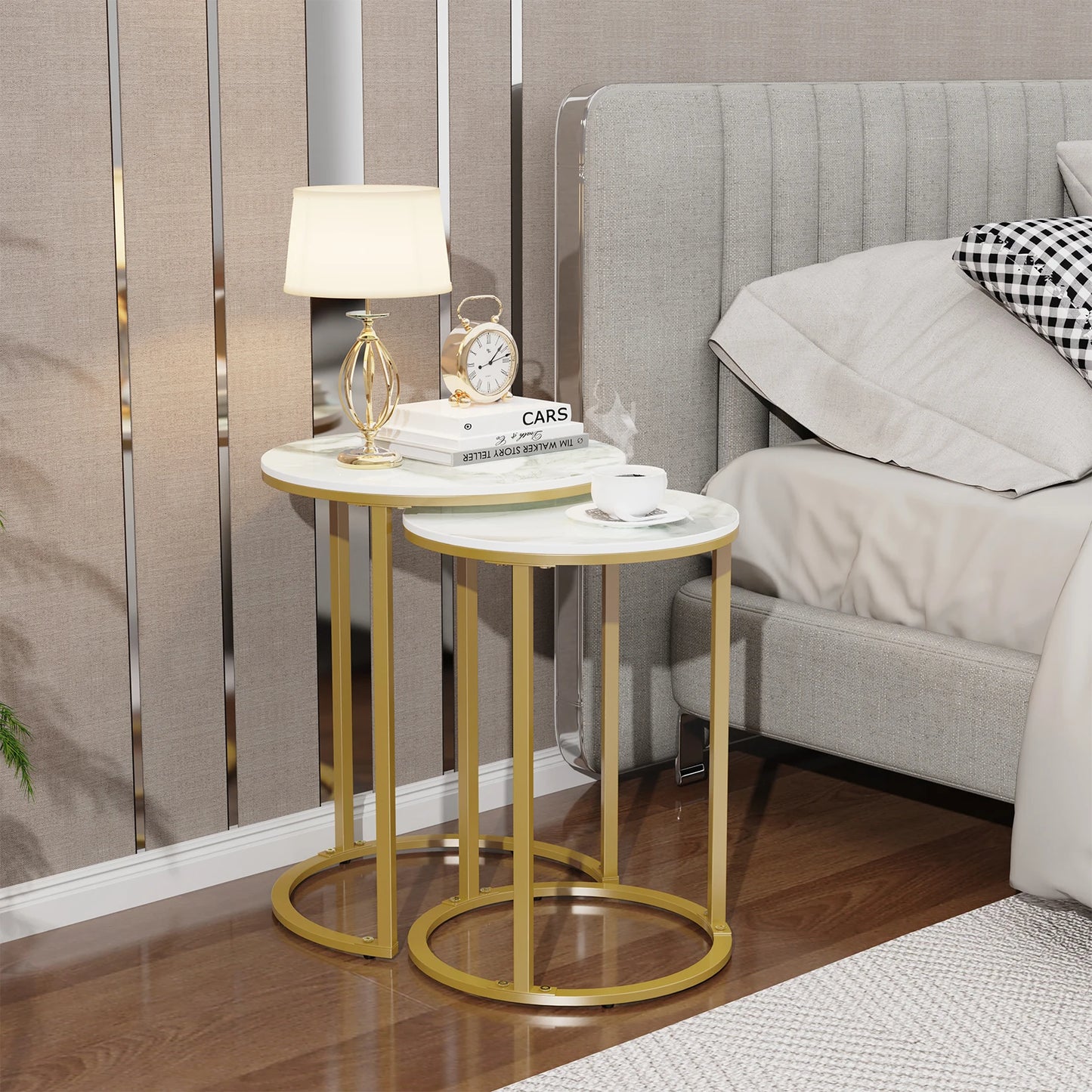 Wisfor Sintered Stone Nesting Tables With Metal Base Set 2