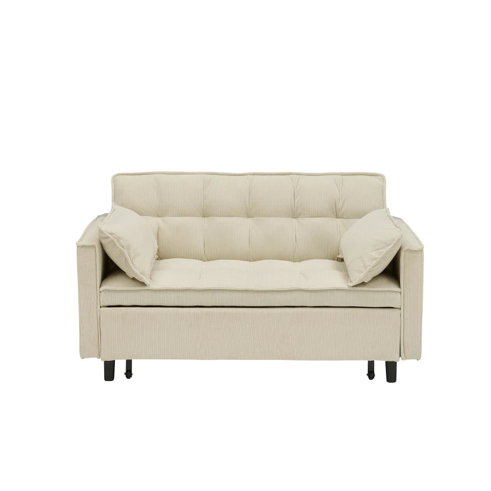 Corduroy Modular Sectional Sleeper Sofa With Pull Out Bed